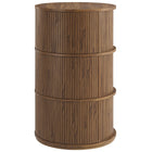 Modway Clement Round Pedestal Stand Storage Table With Sliding Tambour Doors - Walnut-Assembly Required