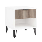 Manhattan Comfort DUMBO 20.07" Modern 1-Drawer Nightstand - White/Rustic Grey-17.73" L x 20.07" W x 21.65" H