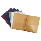 JAM Paper Plastic 2 Pocket POP Durable Folders with Metal Fastener Clasps - Assorted Professional Colours - 6 Pack-Colours: Burgundy, Gold, Grey, Navy Blue, White, Black
