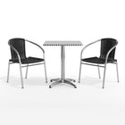 Flash Furniture 23.5'' Square Aluminum Indoor-Outdoor Table with 2 Black Rattan Chairs (TLH-ALUM-24SQ-020BKCHR2-GG)-Warranty: 5 Year Limited (non moving metal parts), 2 years on moving parts (details with product)