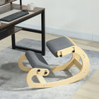 HOMCOM - Chaise à genoux ergonomique en bois à bascule pour une meilleure posture - gris-La fonction basculante aide à maintenir la concentration et augmente la productivité 