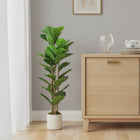 HOMCOM 4' Faux Fiddle Leaf Fig Tree - Green-Colour: Green 