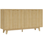 HOMCOM Modern 55.1" L Sideboard Buffet Cabinet with Storage - Natural Wood-Modern design with wave fluted panels and gold finger pulls enhances home aesthetics