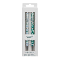 General Supply Goods + Co Twist Gel Pens - Green Flower - 2 Pack-Twist-action gel pens with black ink