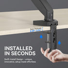 ShoppingAll Single VESA Monitor Mount with Fully Adjustable Gas Spring Arm and Office Desk Clamp - Black-Swift Claw Desk Clamp: The unique clamp design adapts securely to desks from 0.59" to 3.94" thick for a firm hold without damaging surfaces