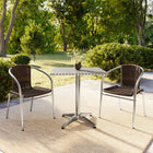 Flash Furniture 27.5" Square Aluminum Indoor-Outdoor Table Set with 2 Dark Brown Rattan Chairs-Lightweight Design