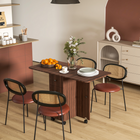HOMCOM Rolling Drop Leaf Folding Dining Table with Drawers & Storage Cabinet for 4-6 - Brown-Fold into a small, compact unit to save space when not in use