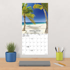 DateWorks 2026 16-Month Wall Calendar - 12" x 12" - Beaches - Bilingual-Features monthly pages for January to December 2026, as well as the last 4 months of 2025