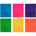 JAM Paper Heavy Duty Plastic Two-Pocket 3-Hole Punch School Folders - Assorted Wave Colours - 6 Pack-Quantity: 6 Folders per Pack | One for each subject & project