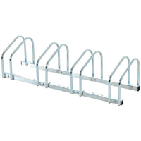 Soozier 4-Bike Bicycle Floor Parking Rack for Indoor and Outdoor Use - Silver-Made from heavy duty steel for long term durability