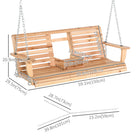 Outsunny 2 to 3 Seater Porch Swing with Foldable Table-Made of solid wood for stability   