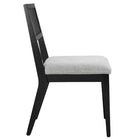 Modway Nimba Faux Rattan Fabric Dining Chairs - Heathered Weave Light Grey - 2 Pack-7