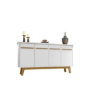 Manhattan Comfort Yonkers 62.99" Mid-Century Modern Sideboard - White-Home Assembly Required. All Hardware Included