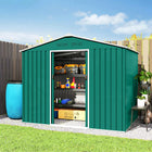 Outsunny Metal Outdoor Storage Shed with Sliding Doors - 8' x 6' - Green-Double sliding door for easy access in and out, lockable for security
