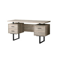 Monarch Specialties 7418 60" Computer Desk - Taupe Reclaimed Wood/Black Metal-A stylish and contemporary 60"l computer desk with closed storage to create a functional workspace in your home office.