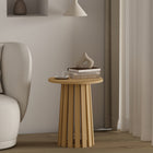 Manhattan Comfort Layla 17.7" Modern End Table - Natural Oak-Elegant Round Table Top Provides Ample Surface Space for Decor, Drinks, or Other Essentials