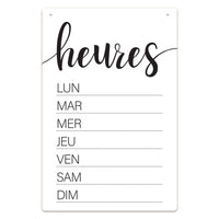 Cosco Dry Erase Business Hours Sign - 8" x 12" - White/Black - Indoor - Rewritable - French Text-This dry erase business hours sign features French text to clearly communicate hours to French-speaking customers