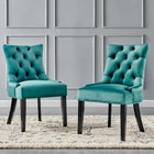 Modway Regent Tufted Performance Velvet Dining Side Chairs - Teal - 2 Pack-Stain-Resistant Performance Velvet