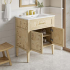 Modway Elysian 30" Wood Bathroom Vanity - White/Burl-Concealed Kitchen Hinges