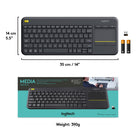 Logitech Wireless Touch-Keyboard K400 Plus - Black - English-Plug-and-play setup
