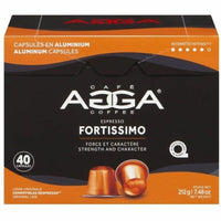 Agga Fortissimo Nespresso Compatible Capsules - Dark - 40 Pack-Compatible with Nespresso Brewer - Dark - Capsule - Fortissimo - Kosher - 40 / Box