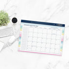 Emily Ley Simplified 2027 Desk Pad - 17" x 22" - Happy Stripe - Bilingual-Daily blocks measure 2 3/4" x 2 1/4"