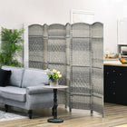 HOMCOM 6 Panel Hand-Woven Freestanding Room Divider for Home Office Bedroom - Mixed Grey-Lightweight design makes it easy to move 
