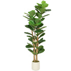 HOMCOM 5' Faux Fiddle Leaf Fig Tree - Green-Features PEVA real-touch leaves and solid wood trunks for ultra-realistic look 