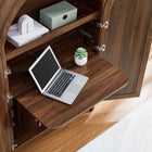 Modway Calista 63" Arched Storage Cabinet With Folding Desk - Walnut-Built-In Folding Desk