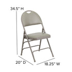 Flash Furniture HERCULES Ultra-Premium Triple Braced Grey Vinyl Metal Folding Chair with Easy-Carry Handle-Curved Triple Braced and Double Hinged Frame