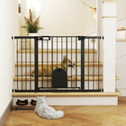 PawHut 30"-52" Extra Wide Pet Gate Barrier with Small Door - 30"H - Black-Comes with the bottom locking block, it enhances the stability