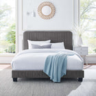 Modway Celine Channel Tufted Performance Velvet Full Platform Bed - Grey-Solid Wood Legs