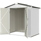 Outsunny Outdoor Metal Garden Shed - 6.5' x 4' - Silver/White-Spacious interior and peaked roof easily accommodate long tools and seasonal gear
