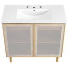 Modway Calla 36" Perforated Metal Bathroom Vanity - White/Oak-Assembly Required