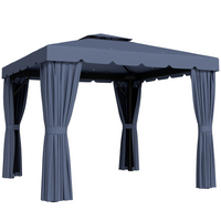 Outsunny 10 ft W x 10 ft L Outdoor Patio Gazebo Shelter Tent with Sidewalls - Dark Blue-10' x 10' outdoor gazebo canopy tent with a 9-foot tall peak