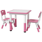 Qaba Toddlers Adjustable Height Table and Chair 3-Piece Set with Storage - Pink-3-piece set, includes a table and four chairs 