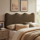 Modway Athena Striped Fabric Upholstered Full Size Headboard - Earth Stripe-Dense Foam Padding