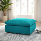 Modway Commix Down Filled Overstuffed Ottoman - Teal-Polyester Fabric With Linen Texture