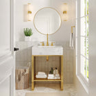 Modway Gridiron 24" Bathroom Vanity - White/Gold-8" Centerset Faucet Holes