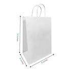 Reliabag Paper Bags - Twist Handles - 9" W x 6" D x 13" H - White - 100 Pack-Re-enforced Twisted Twine Handles