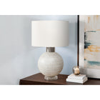 Monarch Specialties 27" H Contemporary Table Lamp - Beige Resin / Ivory / Cream Shade-Equipped with a 3-way switch for customizable lighting levels using up to a 100W bulb (3-way bulb not included), this decorative table lamp ensures you can create the perfect ambiance for reading, relaxation, or entertaining