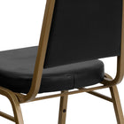 Flash Furniture HERCULES Series Trapezoidal Back Stacking Banquet Chair in Black Vinyl - Gold Frame-Seamless Back Panel