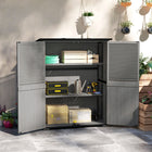 Outsunny Outdoor Wood Garden Storage Cabinet with 2 Shelves - Grey-Asphalt pent roof prevents water accumulation, protecting contents inside 