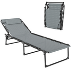 Outsunny Folding Lounge Chair - Chaise Lounge with Headrest - Light Grey-Full reclining with 4 backrest positions