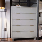 Manhattan Comfort Granville 37.8" Modern Tall Dresser - Light Grey-Includes 5 Full Extension Drawers with Top Drawer Designed in Vertical Textured Ribbed Lines Made from Solid Wood.