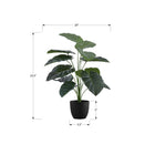 Monarch Specialties 24" Artificial Indoor Alocasia - Table - Black Pot-The easy-care faux floor plant is made from the highest quality materials and requires no maintenance or watering, for a sustainable, environmentally friendly decorative accent that will last a lifetime