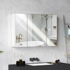 Kleankin Wall Mount Medicine Cabinet with Mirror - 35" W x 24" D - White-Mirror outside for better preparation for morning makeup or shaving 