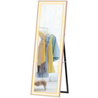 HOMCOM LED Full Length Mirror with Adjustable Lights - 21" W x 64" H - Pink-462 LED beads ensure bright, uniform, and focused illumination 