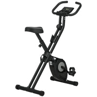 Soozier Foldable Exercise Bike with 8-Level Adjustable Magnetic Resistance-X-design upright exercise bike offers a full range of motion for body workouts