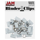 JAM Paper Colourful Binder Clips - Small - 3/4" - White - 25 Pack- Colour: White | Made of tempered steel for an extra strong hold